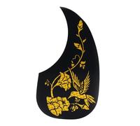 Golpeador Profesional Para Guitarra Acústica Panel De Caja De Guitarra Acústica Folk Con Forma De Gota De Agua De Colores Golpeador De Guitarra Con Forma De Flor Y Pájaro Deflector De Rasgueo(Gold)