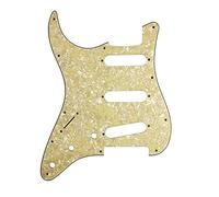 Golpeador Strat SSS para zurdos - 4 capas crema perla - para guardabarros compatible con zurdos - Placa de arañazos blindada contra el ruido