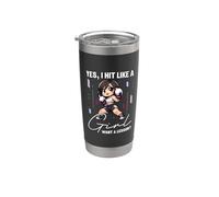 Golpeo como una chica Quiero una lección Divertido Kickboxing, Niñas Niños Vaso térmico de acero inoxidable de doble pared