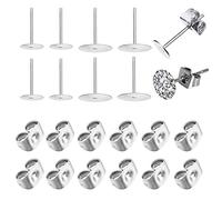 GOLRISEN 100 Pares Aretes para Manualidades 400 Postes para Pendientes Hipoalergénicos y 200 Cierres de Palitos para Hacer Pendientes de Acero Inoxidable de 6 mm y 8 mm