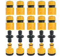 GOLRISEN 20 Piezas Conectores para Manguera de Jardín Incluye 10 Conectores Rápidos de 1/2’’ 5 Adaptador de 1/2’’ a 3/4’’ y 5 Conectores de Dos Vías Conectores de Plástico para Manguera de Riego Grifo