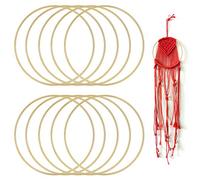 GOLRISEN Aros de Madera para Hacer Atrapasueños de Macrame y Manualidades, 10 unids Aros de Bambú Grandes, 20cm de Diámetro, Anticorrosión, para Decorar Boda al Aire Libre y Hogar
