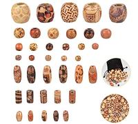 GOLRISEN Cuentas de Madera para Macramé, 400 Piezas para Manualidades de Variedad de Motivos, Bolas Con Agujero para Pulseras y Collares