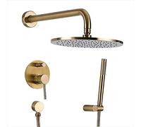 Golser de Ducha Gold Taps con Kit de Ducha latón 10 en el de Cabeza de Ducha de Lluvia Redonda y Combo de Ducha de Ducha de Ducha de Mano set-10_in