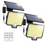 GOLUMUP Focos Led Exterior Solares, [297LED 3000LM] Luz Solar Exterior con Sensor de Movimiento, 3 Modos, IP65, Luces Solares led Exterior Jardin con Control Remoto, para Jardin, Garajes (2 Piezas)