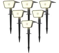 GOLUMUP Luces Solares LED Exterior con Sensor de Movimiento, 4 Modos de Trabajo, IP67, Instalación en Pared o Suelo Foco Solar Exterior para Jardín, Patio y Garaje - 6 Piezas (Blanco Cálido)