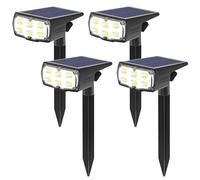 GOLUMUP Luces Solares Led Exterior Jardin, 36 LED Focos Led Exterior Solares, Impermeable IP67 Lámparas Solares para Jardín, Patio, Calzada, Piscina y Camping - Blanco Frío (4 Piezas)