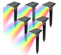 GOLUMUP Luces Solares LED Exterior Jardin, 8 Colores Fijos y 1 Ciclo de Color Dinámico, Focos Led Exterior Solares Impermeable IP67, para Jardín, Patio, Calzada, Piscina y Camping - RGB (6 Piezas)