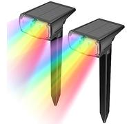 GOLUMUP Luces Solares LED Exterior Jardin, 8 Colores Fijos y 1 Ciclo de Color Dinámico, Focos Led Exterior Solares Impermeable IP67, para Jardín, Patio, Calzada, Piscina y Camping - RGB (2 Piezas)