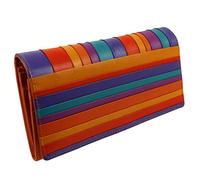 Golunski Cartera de cuero para mujer con solapa triple, Naranja Sevilla, Casual