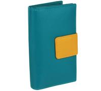 Golunski Cartera de piel para mujer, colorida con cremallera, azul turquesa, amarillo, Talla única, Contemporáneo