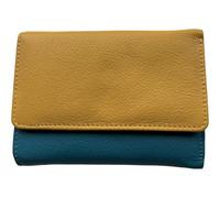 Golunski Cartera triple compacta de piel suave RFID para mujer, Amarillo turquesa, M, Clásico
