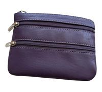Golunski Monedero de cuero suave con 3 cremalleras para tarjetas de crédito, Purple, Bolsa para monedas