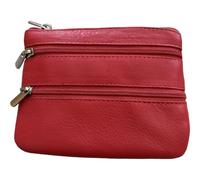 Golunski Monedero de cuero suave con 3 cremalleras para tarjetas de crédito, Red, Bolsa para monedas