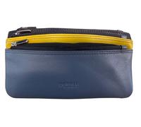 Golunski Monedero de piel de napa auténtica con 3 cremalleras para mujer, cartera compacta para mujer con múltiples compartimentos, azul/multicolor, L, Contemporáneo