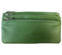 Golunski Monedero de piel de napa con 3 cremalleras, piel auténtica suave, cartera compacta para mujer, 17,5 x 10 cm, marca del Reino Unido desde 1953, Green, L, Contemporáneo
