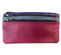 Golunski Monedero de piel de napa con 3 cremalleras, piel auténtica suave, cartera compacta para mujer, 17,5 x 10 cm, marca del Reino Unido desde 1953, multi pink, L, Contemporáneo