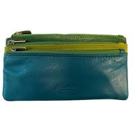 GOLUNSKI Monedero de piel suave con cremallera de 3 secciones, 6 colores, 0330, Multi 8, L, Bolsa para monedas