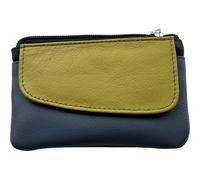 Golunski Monedero pequeño de cuero con tarjetero de crédito, piel suave, Azul/Verde Multi 11, Monedero