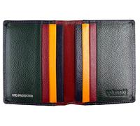 Golunski - Tarjetero delgado de piel auténtica con protección RFID 889 para hombres y mujeres, Azul marino, rojo, verde y amarillo, Talla única, Contemporáneo