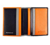 Golunski - Tarjetero delgado de piel auténtica con protección RFID 889 para hombres y mujeres, Azul marino, naranja y gris, Talla única, Contemporáneo
