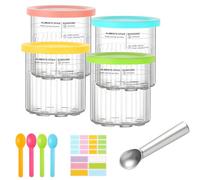 GOLXUWO 4 Recipientes de Helado para Ninja Creami, Para Ninja Creami Ice Cream Maker NC500 NC501 Series, Con tapa y cuchara, 680ml, Sin BPA, Apto para lavavajillas