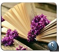 Goma antideslizante Cómoda y personalizada Alfombrilla para ratón Alfombrilla para ratón Alfombrilla para ratón, flores lilas y un buen libro 75996 Alfombrilla para ratón con rectángulo personalizada