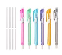Goma de Borrar Retráctil,Borrador de Forma de Lápiz,Borrador Retráctil,Borrador en Forma de Bolígrafo,Gomas de Borrar Mecánicas Retráctiles,6 Piezas Borrador de Clic,8pcs Recambios de Goma de Borrar