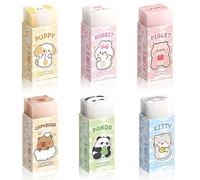 Goma de Borrar Suave, Gomas de Borrar Niños para Borrar, Cute Animalitos Goma Borrar para Papelería Escolar de Oficina en Casa, para Cumpleaños de Niños（6 Piezas）
