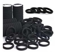 Goma de Pelo Banda de Pelo Elástica Negra Grande de Algodón Cinta Elástica de Pelo Coletero para Pelo Grueso Pesado y Rizado Negro para Peinado Mujeres y Chicas por (100 Pcs)