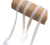 Goma Elastica 15 Meters Cute Bilateral Ruffle Stretchy Lace Trim Fabric Diy For Home Decor Patchwork 1cm Width Colored Elastic Ribbon(WHITE)