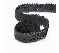 Goma Elastica 30mm Sequin Lace Trim Elastic Band Ribbon Stretch Fabric For Dress Curtain Clothes DIY Latin Sewing Accessories(Black,30mm-5Meters)