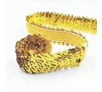Goma Elastica 30mm Sequin Lace Trim Elastic Band Ribbon Stretch Fabric For Dress Curtain Clothes DIY Latin Sewing Accessories(Gold,30mm-5Meters)