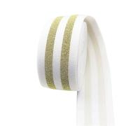 Goma Elastica 40mm Striped Elastic Band 1m 2m 3m 5m 10m 20m Garment Decoration Accessories Sewing Supplies(2Gold white,1 meter)