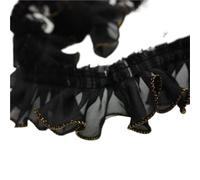 Goma Elastica 5.5CM Wide White Black Pleated Chiffon Fold Elastic Tulle Lace Ruffle Trim Ribbon Dress Collar Applique For Sewing Accessories(Black)