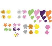 Goma eva fixo kids adhesiva con purpurina flores y corazones pack 64 f