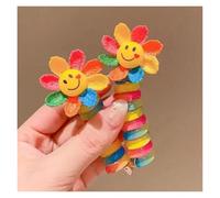 Goma Para El Pelo 2 uds bandas de goma elásticas for niñas, lazos for el cabello con cable teléfono for niños, diademas en espiral, cuerda for, coleta, accesorios for(Smile flower)