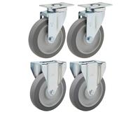 Goma que no deja marcas de 5 pulgadas marca SES | Juego de cuatro ruedas de repuesto compatibles con carros y camiones Rubbermaid series 4600 y 4