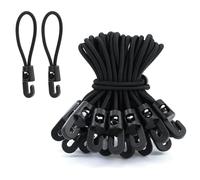 Goma tensora con ganchos, 24 unidades expansores de 10 cm, color negro, tensor de lona multifuncional, tensor de goma con gancho para lonas, tienda de campaña, red de camping, pancartas