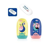 Goma y sacapuntas Milan Peacock Compact Azul-amarillo