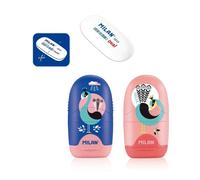Goma y sacapuntas Milan Peacock Compact Azul-rosa