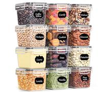 GoMaihe Botes Cocina Almacenaje Juego de 12 Piezas (800ML), Recipientes Herméticos para Alimentos, Botes Cocina para Almacenar Azúcar, Aperitivos, Frutos de cáscara