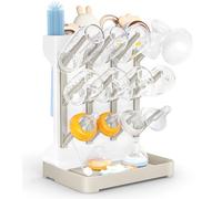 GoMaihe Escurre Biberones: Soporte Vertical para Seca Biberones Que Ahorra Espacio - Escurridor Biberone para Guardar Accesorios de bebé Cepillos y tetinas en la encimera - Sin BPA - Beige