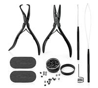 Gomake Microlinks - Kit de extensiones de cabello, alicates de extensión y extracción, gancho de microcuentas y herramienta de bucle de microcuentas, anillos de silicona de microeslabones, 200