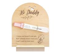 GOMAKERER 1 cartel de madera para aviso de embarazo, recuerdo de Hi Daddy de madera con base y cordón para revelar el embarazo para el esposo o el futuro padre.