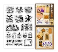 GOMAKERER 1 hoja sellos para álbumes de recortes, almohadillas transparentes de silicona reutilizables, diseño de murciélago de búho esqueleto fantasma para bala diaria, álbum de fotos de Halloween