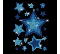 GOMAKERER 1 pieza azul oscuro borde pentagrama para planchar, transferencia de estrás Bling Crystal para reparación de prendas de vestir, parche de transferencia de calor para camiseta, ropa