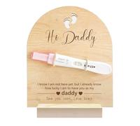 GOMAKERER 1 placa de madera para aviso de embarazo, recuerdo "Hi Daddy" de madera con base y cordón para revelar el embarazo para el esposo o el futuro padre.