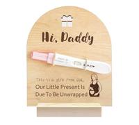 GOMAKERER 1 placa de madera para aviso de embarazo, recuerdo "Hi Daddy" de madera con base y cordón para revelar el embarazo para el esposo o el futuro padre.