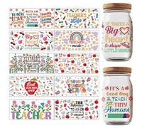 GOMAKERER 10 hojas de calcomanías de transferencia UV DTF para agradecimiento al profesor, calcomanías de transferencia UV Best Teacher Ever para regalo de agradecimiento para tazas de vidrio de 16